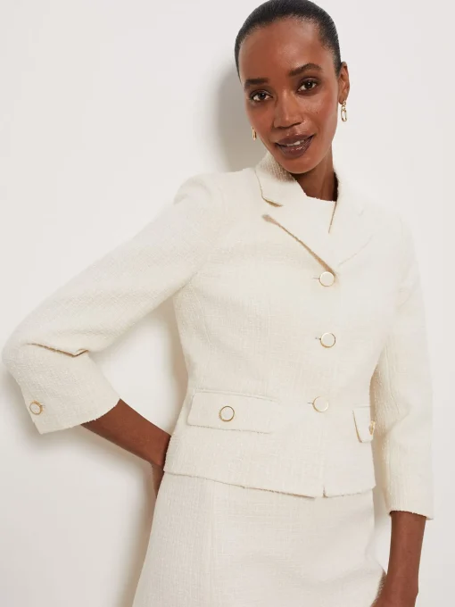Flash Sale Hobbs Clarence Tweed Jacket Cream
