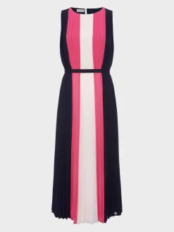 Flash Sale Hobbs Claudia Pleated Fit And Flare Dress Navy Pink Multi
