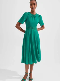 Flash Sale Hobbs Cressida Fit And Flare Dress Meadow Green