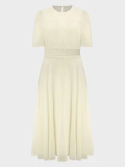 New Hobbs Cressida Fit And Flare Dress Pale Yellow