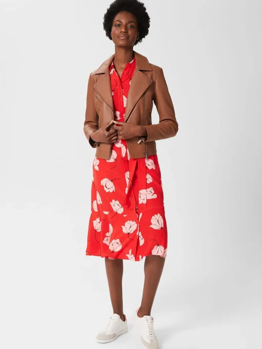 Store Hobbs Dakota Leather Jacket Tan
