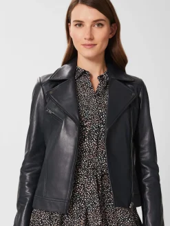 Cheap Hobbs Dakota Leather Jacket Navy