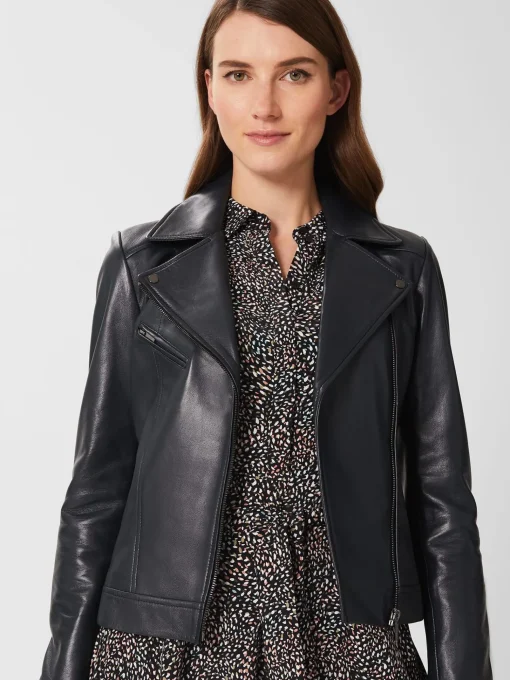 Cheap Hobbs Dakota Leather Jacket Navy