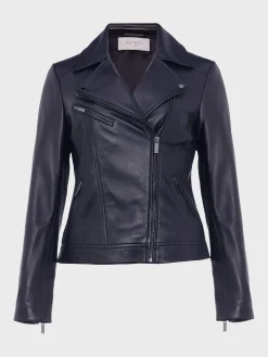 Cheap Hobbs Dakota Leather Jacket Navy