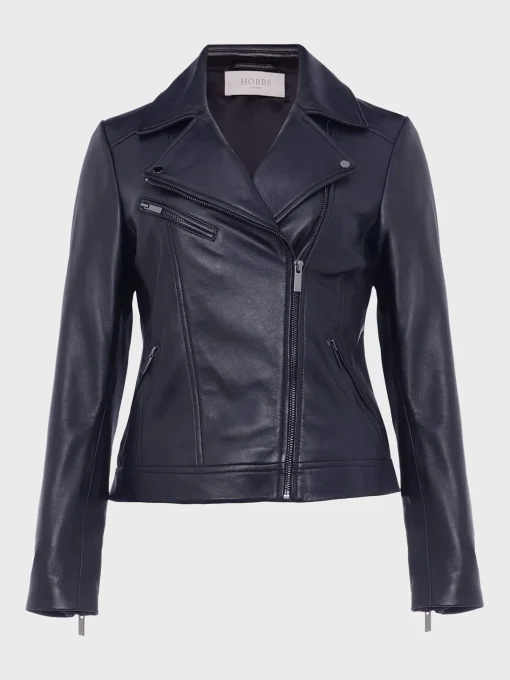 Cheap Hobbs Dakota Leather Jacket Navy