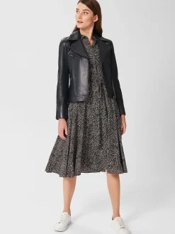 Cheap Hobbs Dakota Leather Jacket Navy