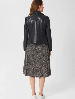 Cheap Hobbs Dakota Leather Jacket Navy