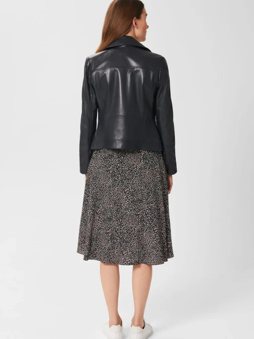 Cheap Hobbs Dakota Leather Jacket Navy