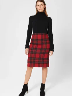Store Hobbs Daphne Wool Skirt Red Black