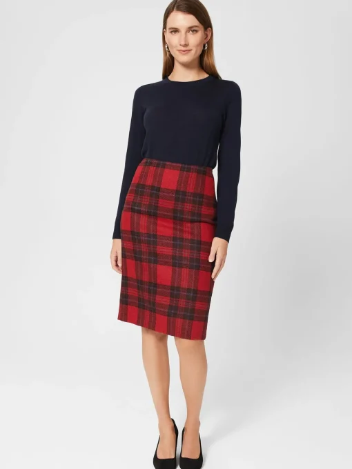 Store Hobbs Daphne Wool Skirt Red Black