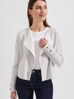 Sale Hobbs Darcy Knitted Jacket Grey Ivory