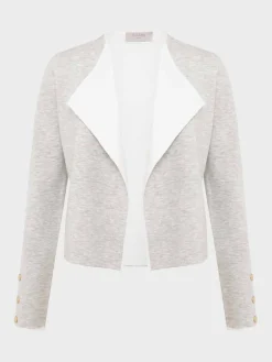 Sale Hobbs Darcy Knitted Jacket Grey Ivory