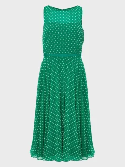 Cheap Hobbs Della Spot Fit And Flare Dress Green Ivory