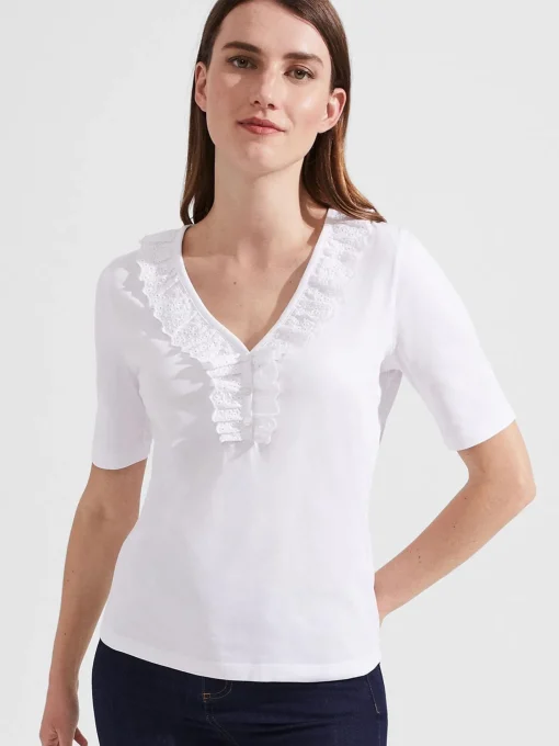 Cheap Hobbs Demi Broderie Top White