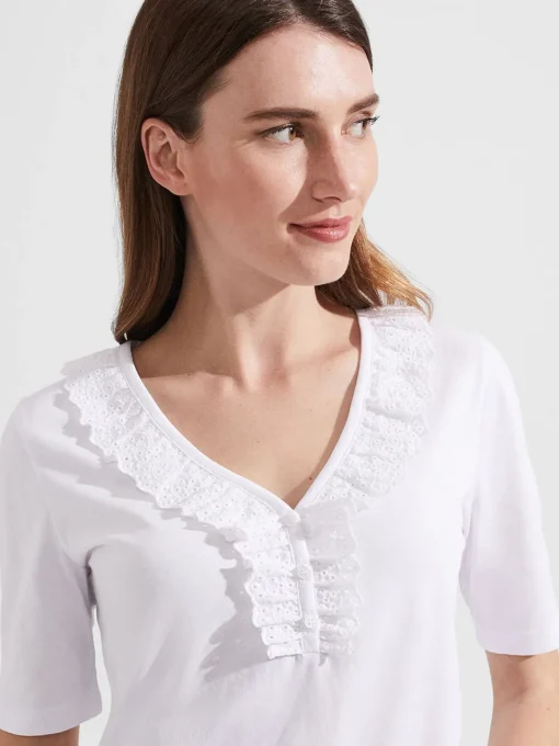 Cheap Hobbs Demi Broderie Top White