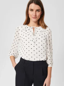 Online Hobbs Demi Spot Blouse Ivory Navy