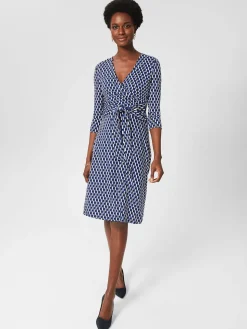 New Hobbs Dina Wrap Dress Navy Multi