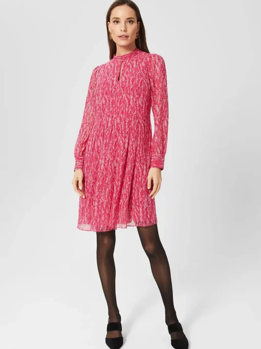 Outlet Hobbs Dominica Spot Dress Pink Multi