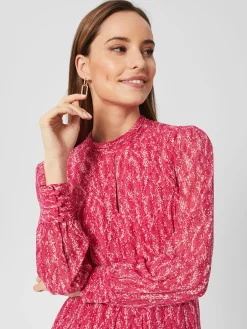 Outlet Hobbs Dominica Spot Dress Pink Multi