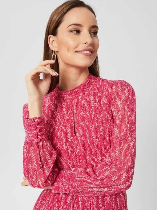 Outlet Hobbs Dominica Spot Dress Pink Multi