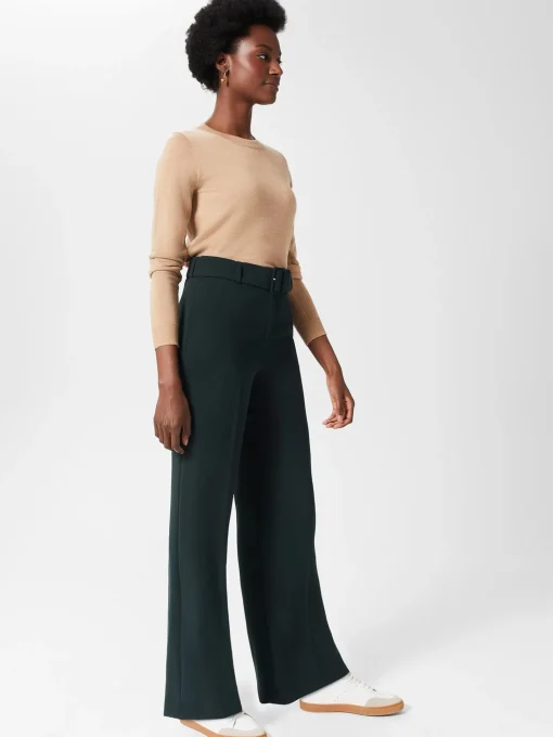 Cheap Hobbs Drew Wide Trousers Deep Pine Green