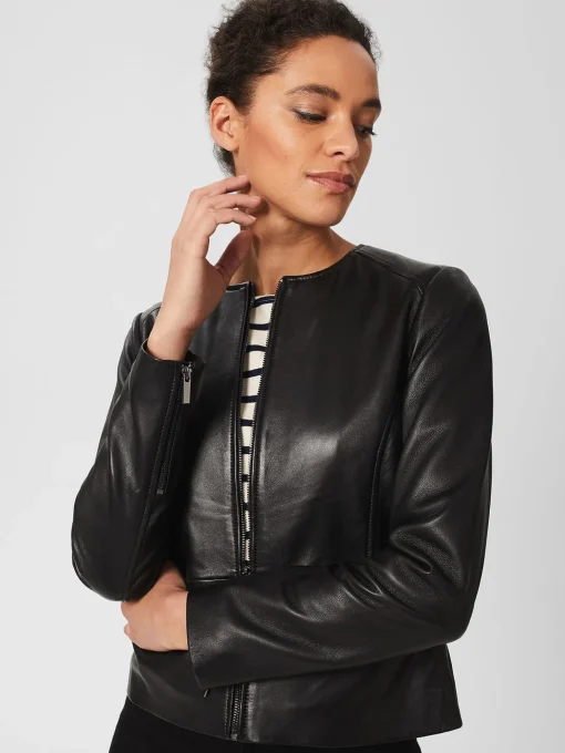 Cheap Hobbs Eden Leather Jacket Black