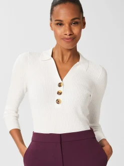 Cheap Hobbs Edie Knitted Shirt Ivory