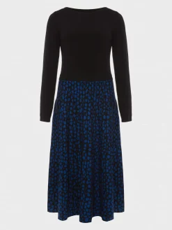 Shop Hobbs Elena Knitted Dress Black Blue