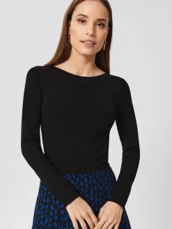Shop Hobbs Elena Knitted Dress Black Blue