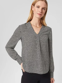 Store Hobbs Emery Blouse Navy Ivory
