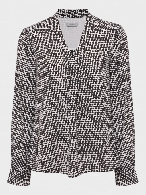 Store Hobbs Emery Blouse Navy Ivory
