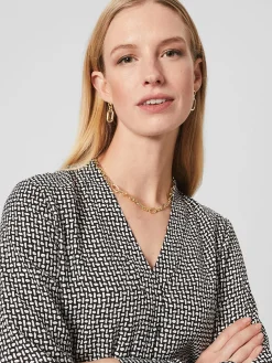 Store Hobbs Emery Blouse Navy Ivory