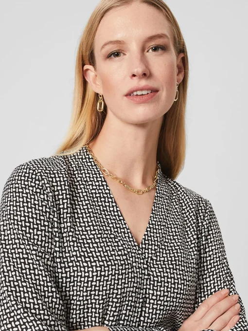 Store Hobbs Emery Blouse Navy Ivory