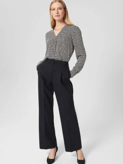 Store Hobbs Emery Blouse Navy Ivory