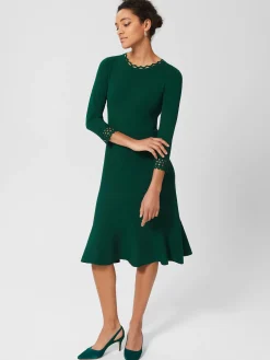 New Hobbs Erin Knitted Dress Evergreen