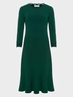 New Hobbs Erin Knitted Dress Evergreen