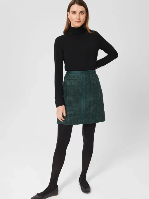 Shop Hobbs Estella Tweed Skirt Deep Pine Green