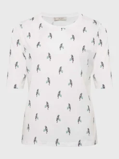 Cheap Hobbs Eva Cotton Printed T-Shirt White Navy