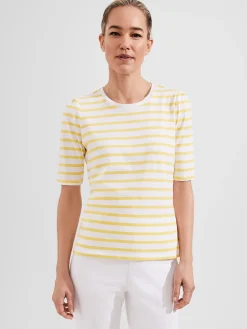 Cheap Hobbs Eva Cotton Striped T-Shirt White Yellow
