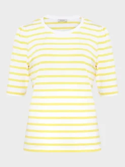 Cheap Hobbs Eva Cotton Striped T-Shirt White Yellow