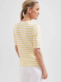Cheap Hobbs Eva Cotton Striped T-Shirt White Yellow