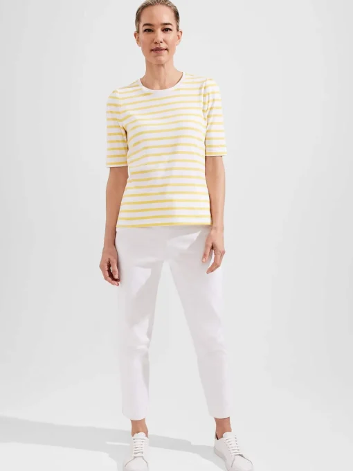 Cheap Hobbs Eva Cotton Striped T-Shirt White Yellow