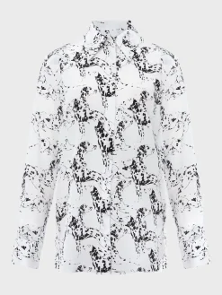 Cheap Hobbs Eva Silk Printed Shirt Ivory Black