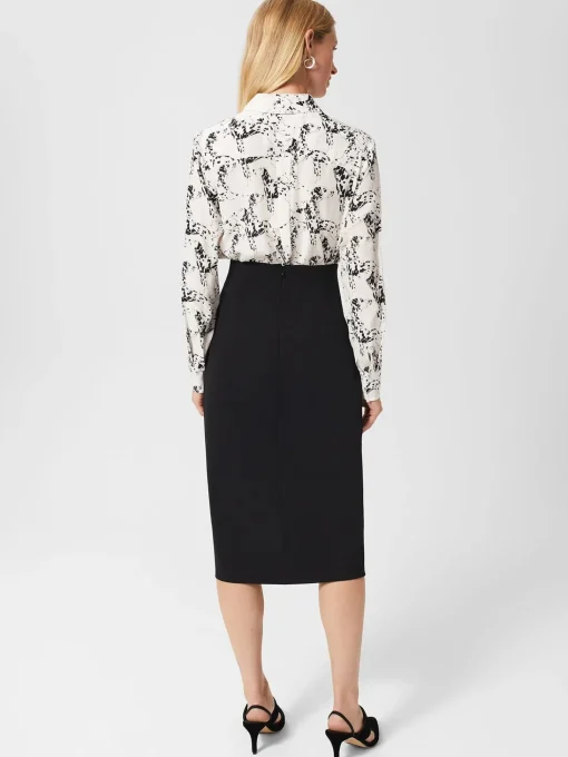 Cheap Hobbs Eva Silk Printed Shirt Ivory Black