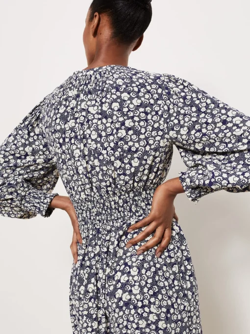 Sale Hobbs Fenton Dress Navy Buttrcream
