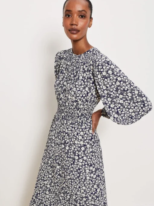Sale Hobbs Fenton Dress Navy Buttrcream