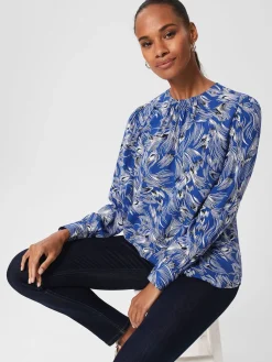 Cheap Hobbs Fern Printed Blouse Blue Multi