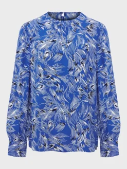 Cheap Hobbs Fern Printed Blouse Blue Multi