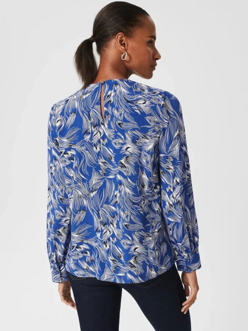Cheap Hobbs Fern Printed Blouse Blue Multi