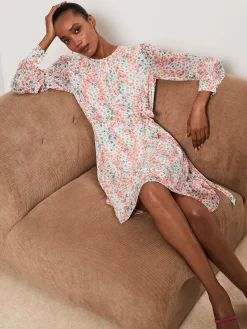 New Hobbs Frances Dress Ivory Multi